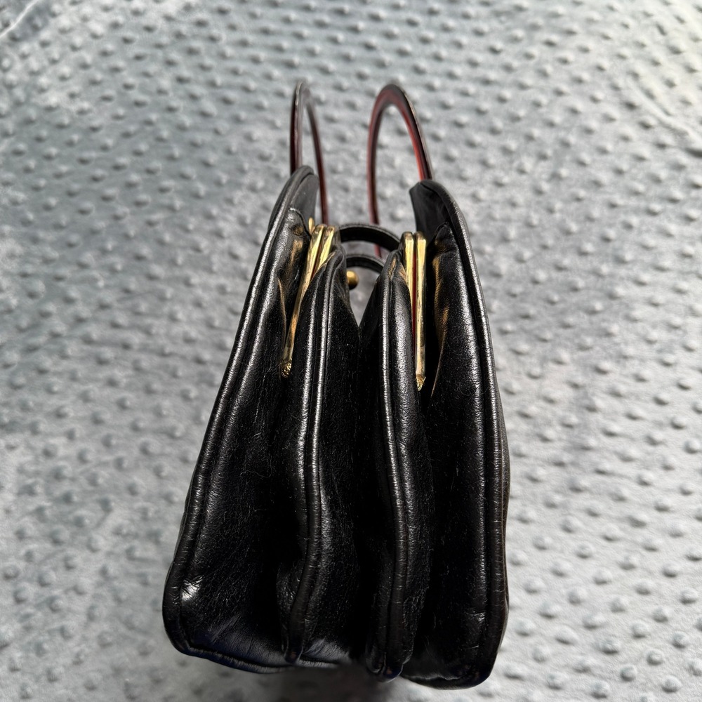 Rare MidCentury Zenith Hand Made Black Leather Bakelite Top Handle 50-60s VTG - Picture 5 of 14